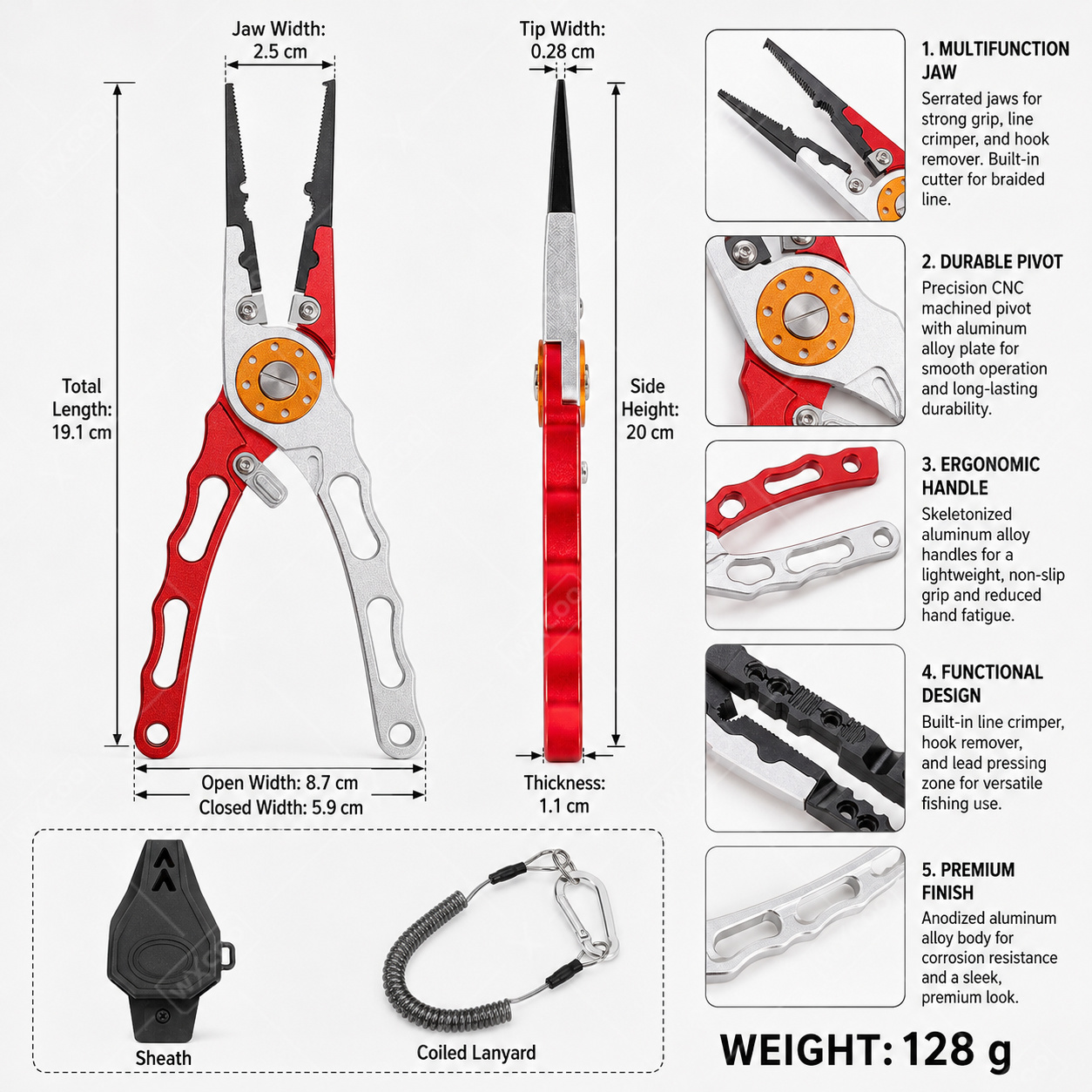 WXCOO Split Ring Pliers Hook R - Fishing Hook Sharpener 评论和价格