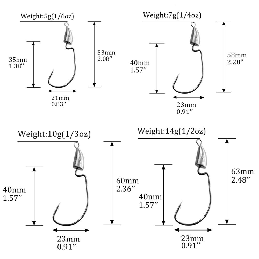 THKFISH 10pcs Crank Jig Head H - Fishing Hook Weedless 评论和价格