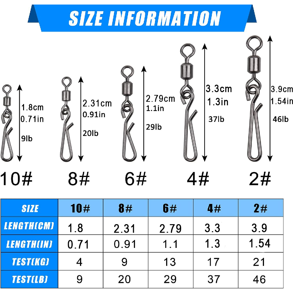 30Pcs swivels and snap for fis - Fishing Hook Stainless Steel 评论和价格