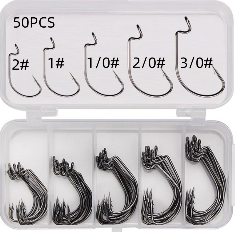 50Pcs/Box High Carbon Steel Fi - Fishing Hook Stainless Steel 评论和价格