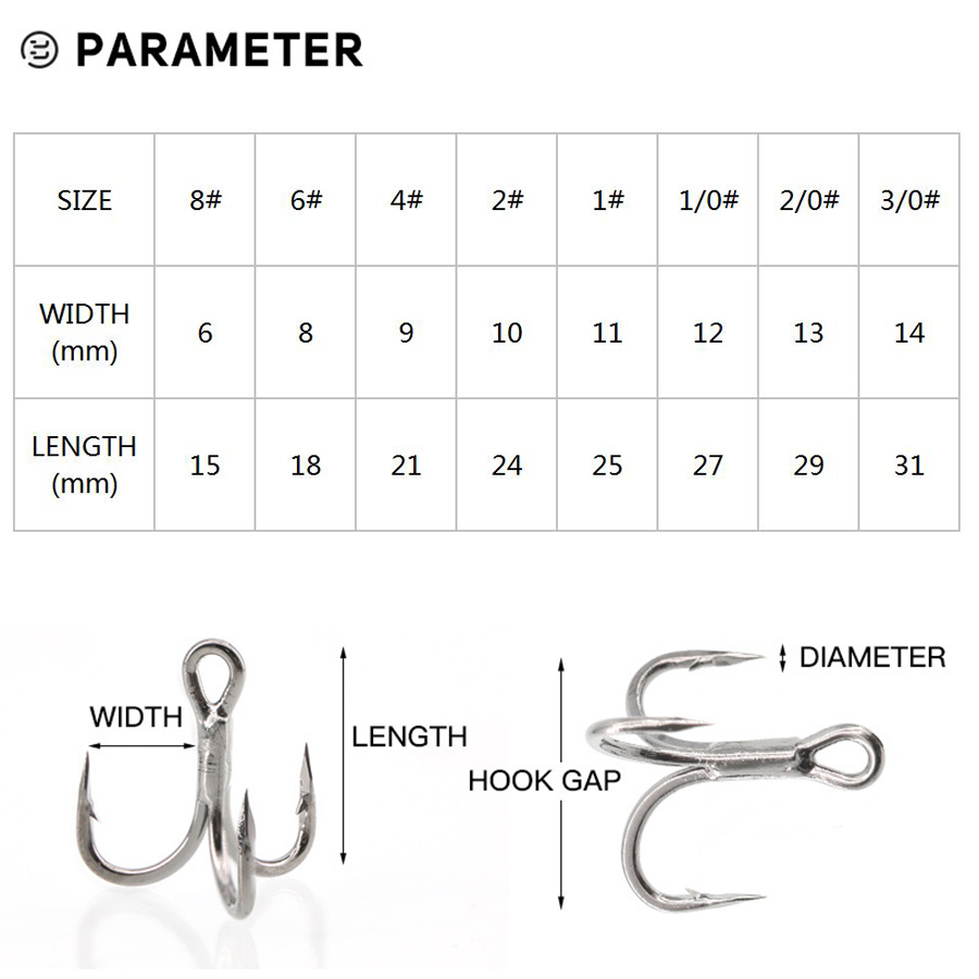 6X Fishing Treble Hook 10Pcs T - Fishing Hook Barbless 评论和价格
